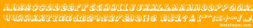 Cauterise-Schriftart – Weiße Schriften auf orangefarbenem Hintergrund
