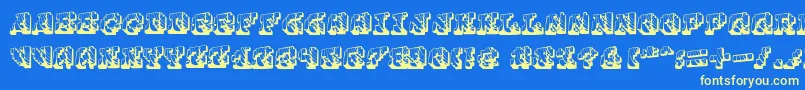 Cauterise Font – Yellow Fonts on Blue Background