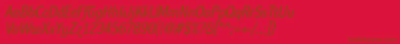 DynagroteskrmItalic-fontti – ruskeat fontit punaisella taustalla