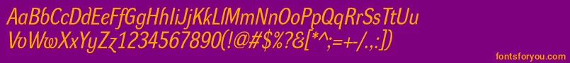 DynagroteskrmItalic Font – Orange Fonts on Purple Background