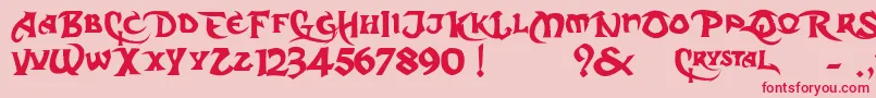 DarkCrystalScript-Schriftart – Rote Schriften auf rosa Hintergrund