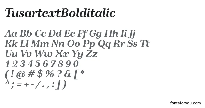 A fonte TusartextBolditalic – alfabeto, números, caracteres especiais