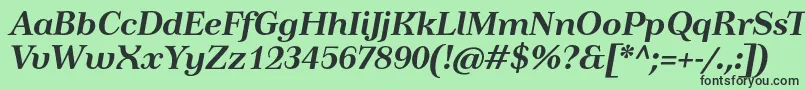 Fonte TusartextBolditalic – fontes pretas em um fundo verde