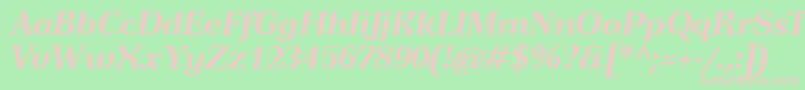 TusartextBolditalic Font – Pink Fonts on Green Background