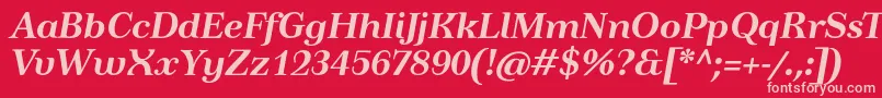 TusartextBolditalic Font – Pink Fonts on Red Background