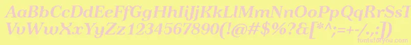 TusartextBolditalic Font – Pink Fonts on Yellow Background