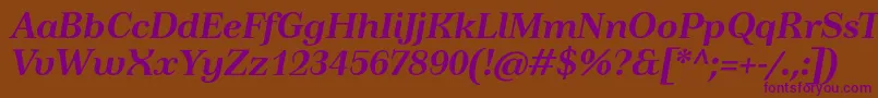 フォントTusartextBolditalic – 紫色のフォント、茶色の背景