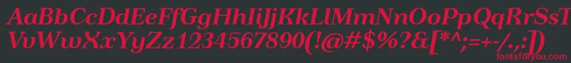 TusartextBolditalic Font – Red Fonts on Black Background