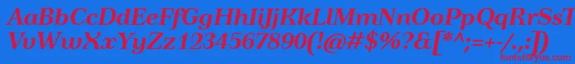 Czcionka TusartextBolditalic – czerwone czcionki na niebieskim tle