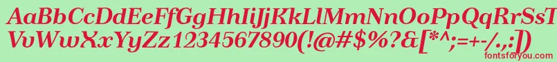 TusartextBolditalic Font – Red Fonts on Green Background