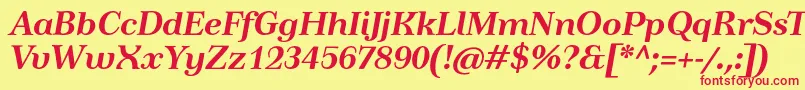 TusartextBolditalic Font – Red Fonts on Yellow Background