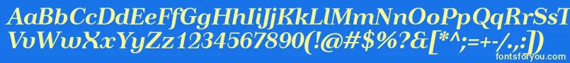 フォントTusartextBolditalic – 黄色の文字、青い背景