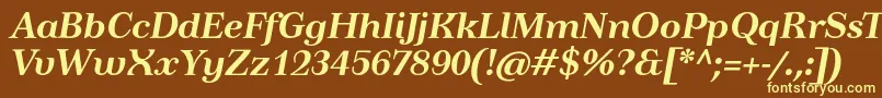 TusartextBolditalic-fontti – keltaiset fontit ruskealla taustalla
