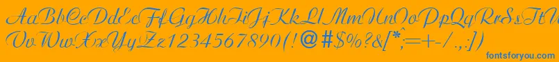 AristonNormal-Schriftart – Blaue Schriften auf orangefarbenem Hintergrund