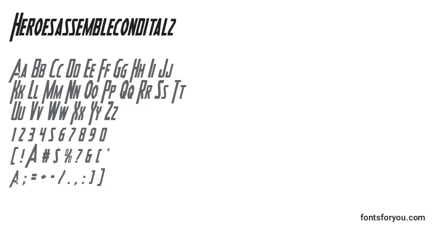 Czcionka Heroesassemblecondital2 – alfabet, cyfry, specjalne znaki