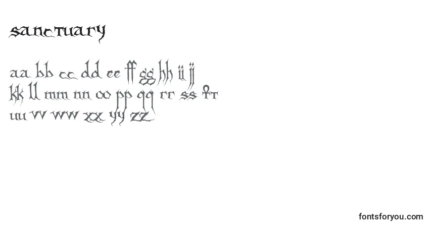 Czcionka Sanctuary – alfabet, cyfry, specjalne znaki