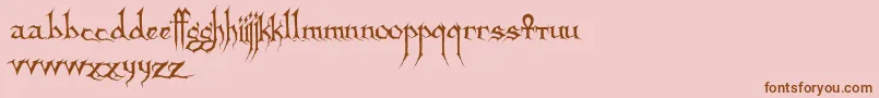 Sanctuary-Schriftart – Braune Schriften auf rosa Hintergrund
