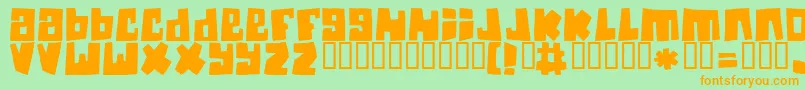 Guineapigs-Schriftart – Orangefarbene Schriften auf grünem Hintergrund