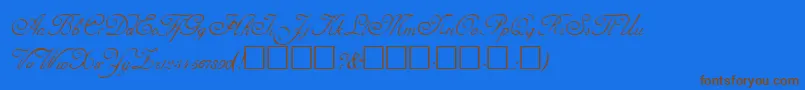 AdinekirnbergRegular-Schriftart – Braune Schriften auf blauem Hintergrund