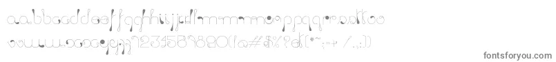 LickingDrops-fontti – harmaat kirjasimet valkoisella taustalla