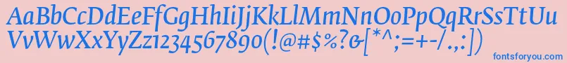 FedraserifbproNormalitalic Font – Blue Fonts on Pink Background