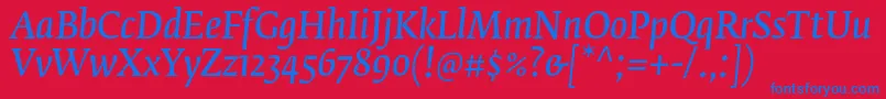 FedraserifbproNormalitalic Font – Blue Fonts on Red Background