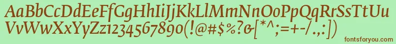 FedraserifbproNormalitalic Font – Brown Fonts on Green Background