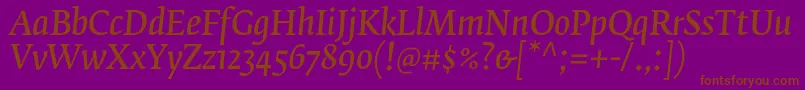 FedraserifbproNormalitalic Font – Brown Fonts on Purple Background