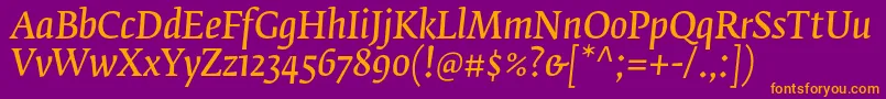 FedraserifbproNormalitalic Font – Orange Fonts on Purple Background