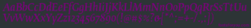 FedraserifbproNormalitalic-fontti – violetit fontit mustalla taustalla
