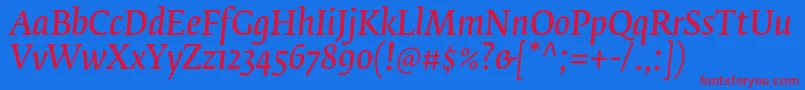 FedraserifbproNormalitalic Font – Red Fonts on Blue Background