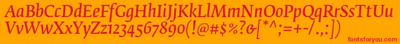 FedraserifbproNormalitalic Font – Red Fonts on Orange Background