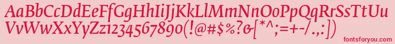 フォントFedraserifbproNormalitalic – ピンクの背景に赤い文字