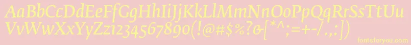 FedraserifbproNormalitalic Font – Yellow Fonts on Pink Background