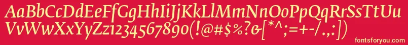 FedraserifbproNormalitalic Font – Yellow Fonts on Red Background