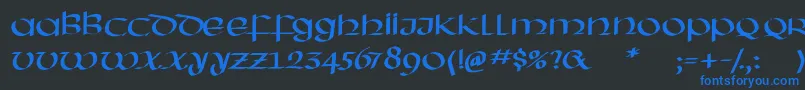 Hassianuncial Font – Blue Fonts on Black Background