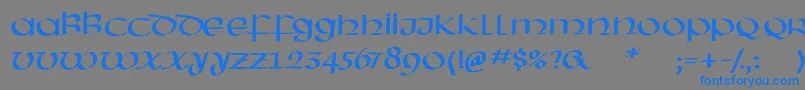 フォントHassianuncial – 灰色の背景に青い文字