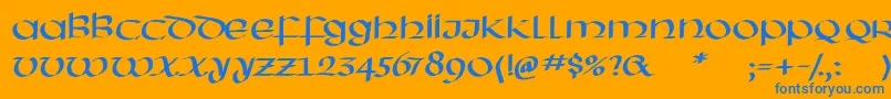 フォントHassianuncial – オレンジの背景に青い文字