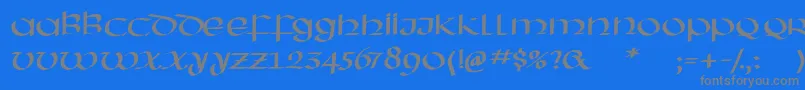 フォントHassianuncial – 青い背景に灰色の文字