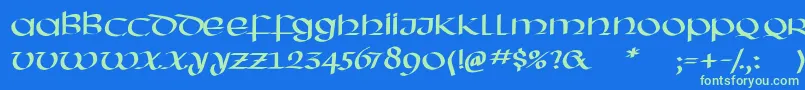 Czcionka Hassianuncial – zielone czcionki na niebieskim tle