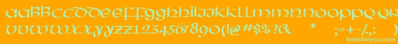 Hassianuncial Font – Green Fonts on Orange Background