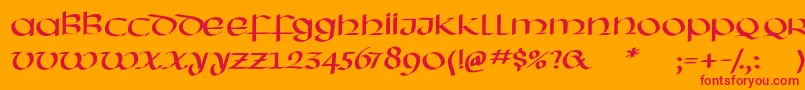 フォントHassianuncial – オレンジの背景に赤い文字