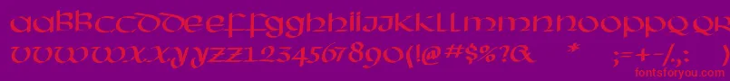 Hassianuncial-Schriftart – Rote Schriften auf violettem Hintergrund