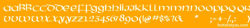 Hassianuncial-Schriftart – Weiße Schriften auf orangefarbenem Hintergrund