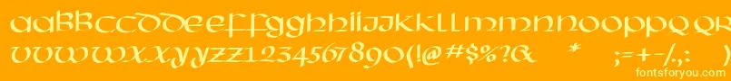 フォントHassianuncial – オレンジの背景に黄色の文字