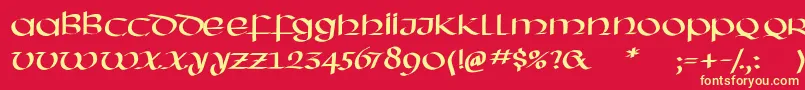 フォントHassianuncial – 黄色の文字、赤い背景