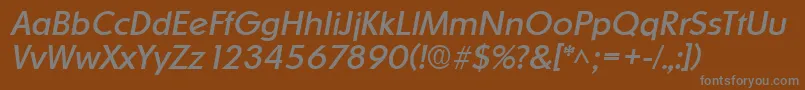 Weitere Informationen zur OrnitonsItalic-Schriftart OrnitonsItalic-Schriftart – Graue Schriften auf braunem Hintergrund