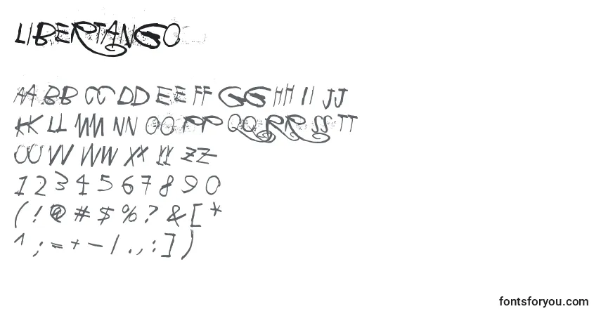 A fonte Libertango (42297) – alfabeto, números, caracteres especiais