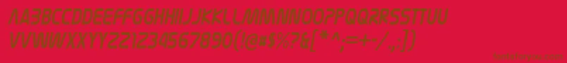 フォントNasalizationcdItalic – 赤い背景に茶色の文字