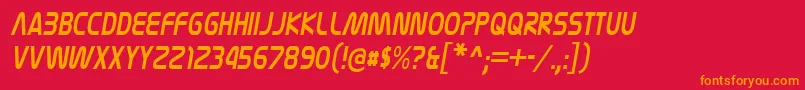 Fonte NasalizationcdItalic – fontes laranjas em um fundo vermelho